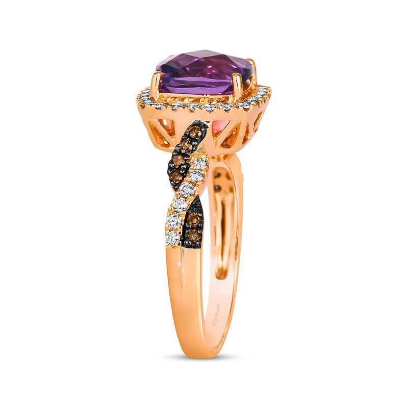 Main Image 2 of Le Vian Chocolate Twist Amethyst Ring 1/3 ct tw Diamonds 14K Strawberry Gold