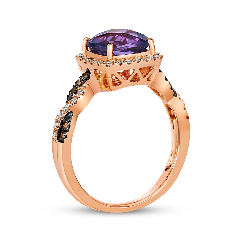Main Image 3 of Le Vian Chocolate Twist Amethyst Ring 1/3 ct tw Diamonds 14K Strawberry Gold