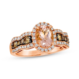 Le Vian Chocolate Waterfall Round-Cut Morganite Ring 3/4 ct tw Diamonds 14K Strawberry Gold