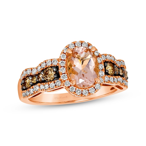 Le Vian Chocolate Waterfall Round-Cut Morganite Ring 3/4 ct tw Diamonds 14K Strawberry Gold