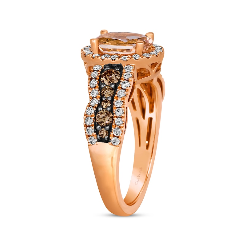 Le Vian Chocolate Waterfall Round-Cut Morganite Ring 3/4 ct tw Diamonds 14K Strawberry Gold