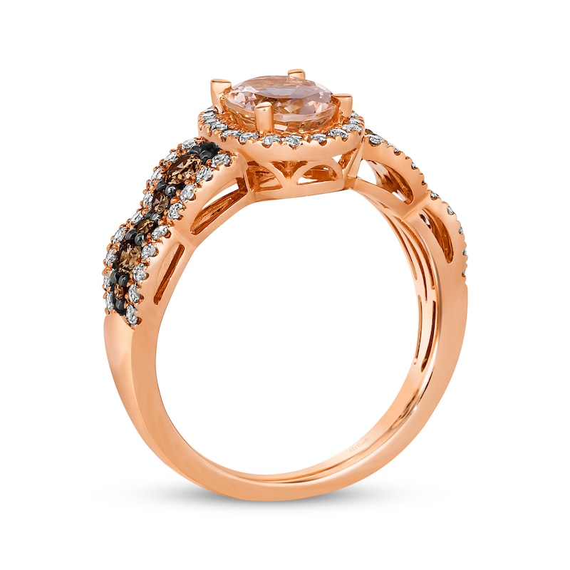 Le Vian Chocolate Waterfall Round-Cut Morganite Ring 3/4 ct tw Diamonds 14K Strawberry Gold