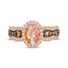 Thumbnail Image 3 of Le Vian Chocolate Waterfall Round-Cut Morganite Ring 3/4 ct tw Diamonds 14K Strawberry Gold