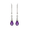 Thumbnail Image 2 of Pear-Shaped Amethyst & Round-Cut Diamond Drop Earrings 1/20 ct tw 10K White Gold