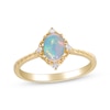 Thumbnail Image 1 of Oval-Cut Opal & Round-Cut Diamond Ring 1/20 ct tw 10K Yellow Gold