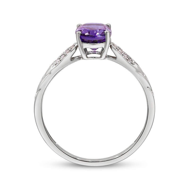 Main Image 2 of Oval-Cut Amethyst & Round-Cut Diamond Ring 1/20 ct tw 10K White Gold