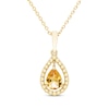 Pear-Shaped Citrine Beaded Necklace 10K Yellow Gold 18”
