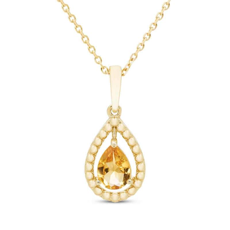 Main Image 1 of Pear-Shaped Citrine Beaded Necklace 10K Yellow Gold 18”