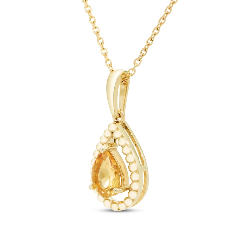 Main Image 2 of Pear-Shaped Citrine Beaded Necklace 10K Yellow Gold 18”