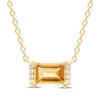 Baguette-Cut Citrine & Diamond Accent Necklace 10K Yellow Gold 18”