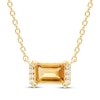 Thumbnail Image 1 of Baguette-Cut Citrine & Diamond Accent Necklace 10K Yellow Gold 18”