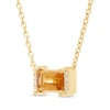 Thumbnail Image 1 of Baguette-Cut Citrine & Diamond Accent Necklace 10K Yellow Gold 18”