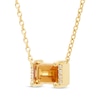 Thumbnail Image 2 of Baguette-Cut Citrine & Diamond Accent Necklace 10K Yellow Gold 18”