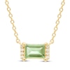 Thumbnail Image 1 of Baguette-Cut Peridot & Diamond Accent Necklace 10K Yellow Gold 18”