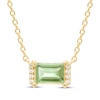 Thumbnail Image 0 of Baguette-Cut Peridot & Diamond Accent Necklace 10K Yellow Gold 18”