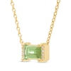 Thumbnail Image 1 of Baguette-Cut Peridot & Diamond Accent Necklace 10K Yellow Gold 18”