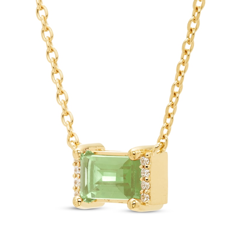 Main Image 2 of Baguette-Cut Peridot & Diamond Accent Necklace 10K Yellow Gold 18”