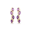 Thumbnail Image 2 of Marquise-Cut Amethyst & Diamond Hoop Earrings 1/10 ct tw 10K Yellow Gold