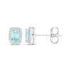 Thumbnail Image 3 of Octagon-Cut Swiss Blue Topaz & White Topaz Stud Earrings Sterling Silver