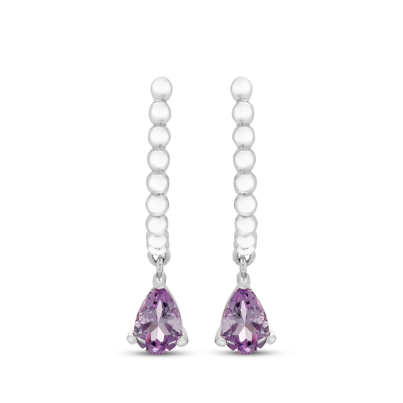 Pear-Shaped Amethyst Beaded Drop Earrings Sterling Silver