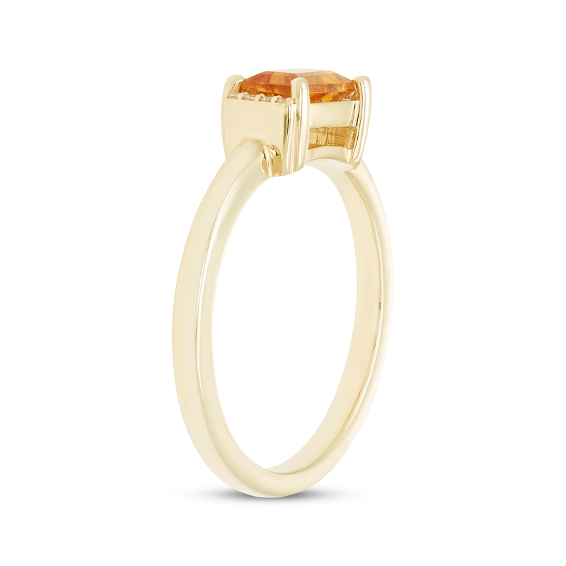 Main Image 2 of Baguette-Cut Citrine & Diamond Accent Ring 10K Yellow Gold