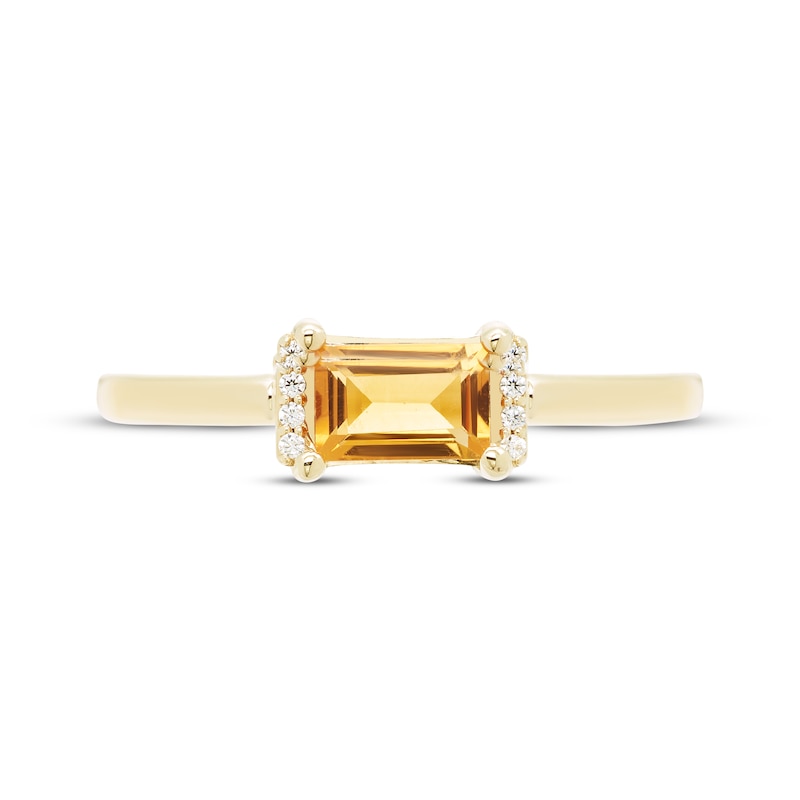 Baguette-Cut Citrine & Diamond Accent Ring 10K Yellow Gold