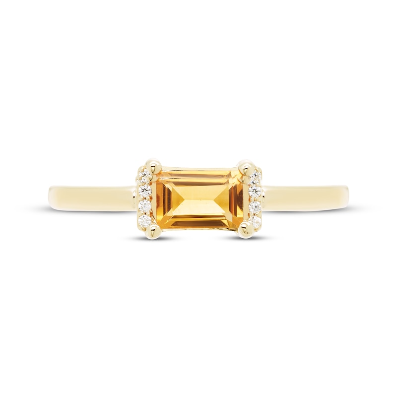 Main Image 3 of Baguette-Cut Citrine & Diamond Accent Ring 10K Yellow Gold