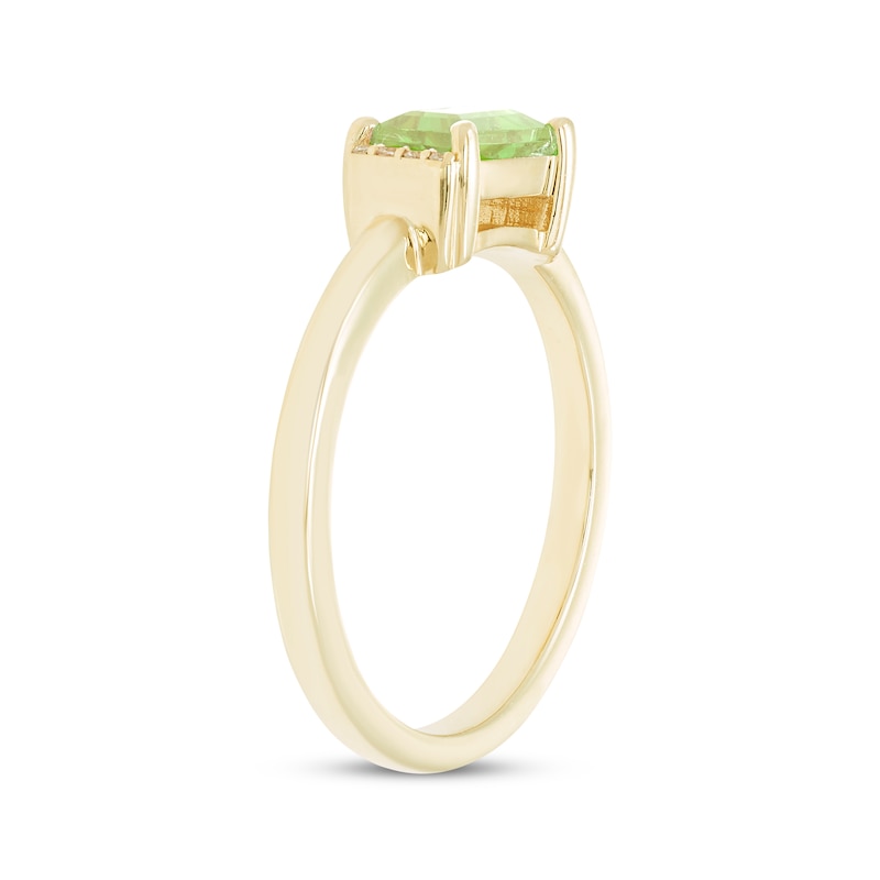 Main Image 2 of Baguette-Cut Peridot & Diamond Accent Ring 10K Yellow Gold