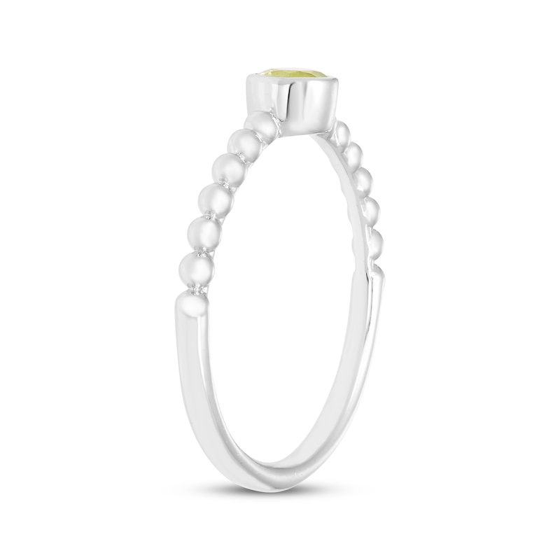 Main Image 2 of Round-Cut Peridot Beaded Ring Sterling Silver