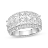 Thumbnail Image 1 of Square & Round-Cut White Lab-Created Sapphire Ring Sterling Silver