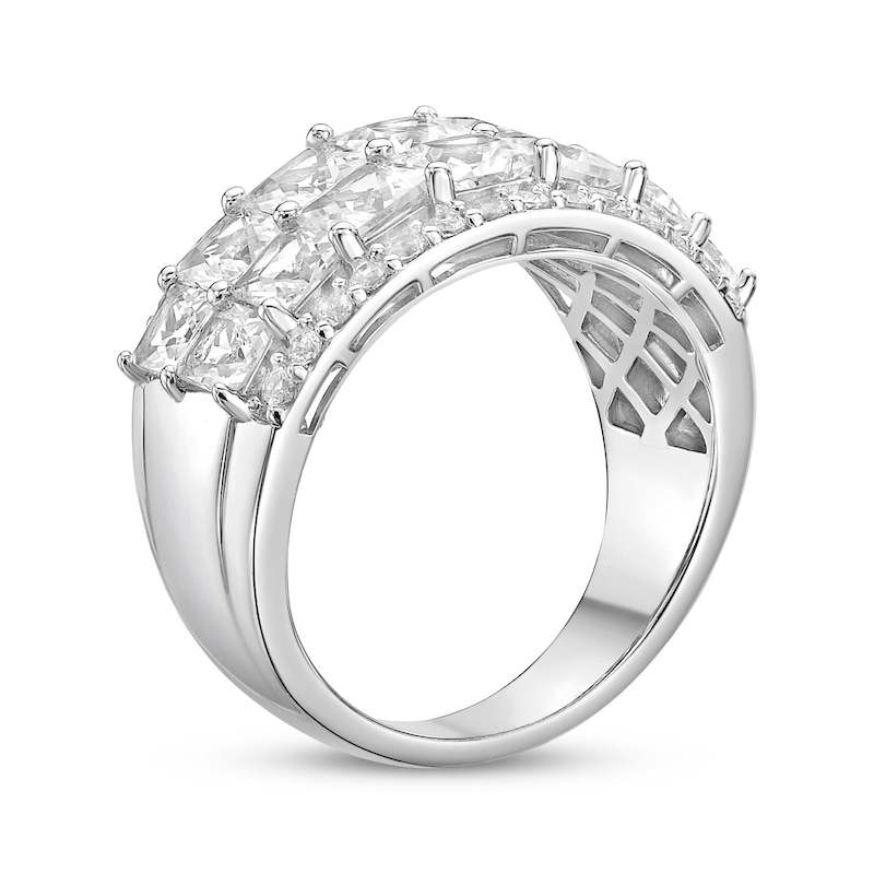 Main Image 2 of Square & Round-Cut White Lab-Created Sapphire Ring Sterling Silver