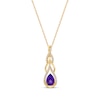 Thumbnail Image 1 of Pear-Shaped Amethyst & Round-Cut Diamond Teardrop Twist Necklace 1/5 ct tw 10K Yellow Gold 18”