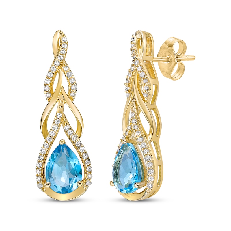 Pear-Shaped Swiss Blue Topaz & Round-Cut Diamond Teardrop Twist ...