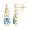 Thumbnail Image 3 of Pear-Shaped Swiss Blue Topaz & Round-Cut Diamond Teardrop Twist Earrings 1/4 ct tw 10K Yellow Gold