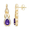 Thumbnail Image 3 of Pear-Shaped Amethyst & Round-Cut Diamond Teardrop Twist Earrings 1/4 ct tw 10K Yellow Gold
