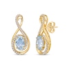 Thumbnail Image 0 of Oval-Cut Aquamarine & Round-Cut Diamond Infinity Earrings 1/4 ct tw 10K Yellow Gold