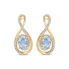 Thumbnail Image 2 of Oval-Cut Aquamarine & Round-Cut Diamond Infinity Earrings 1/4 ct tw 10K Yellow Gold