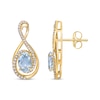 Thumbnail Image 2 of Oval-Cut Aquamarine & Round-Cut Diamond Infinity Earrings 1/4 ct tw 10K Yellow Gold