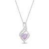 Thumbnail Image 1 of Heart-Shaped Pink Lab-Created Opal & Round-Cut White Lab-Created Sapphire Necklace Sterling Silver 18”