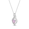 Thumbnail Image 2 of Heart-Shaped Pink Lab-Created Opal & Round-Cut White Lab-Created Sapphire Necklace Sterling Silver 18”