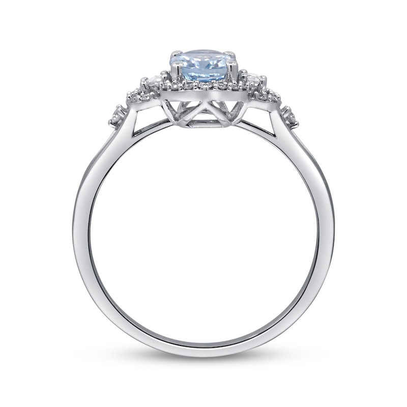 Main Image 2 of Oval-Cut Aquamarine & Round-Cut Diamond Ring 1/5 ct tw 10K White Gold