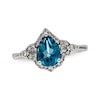 Thumbnail Image 1 of Pear-Shaped London Blue Topaz & Round-Cut Diamond Ring 1/4 ct tw 10K White Gold