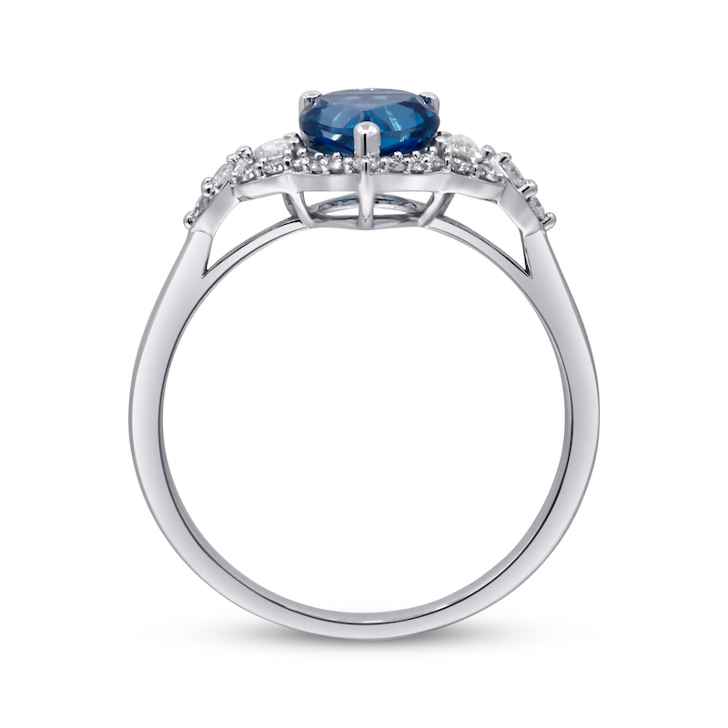 Main Image 2 of Pear-Shaped London Blue Topaz & Round-Cut Diamond Ring 1/4 ct tw 10K White Gold
