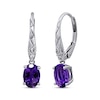 Thumbnail Image 1 of Oval-Cut Amethyst & Diamond Accent Drop Earrings 10K White Gold