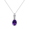 Thumbnail Image 1 of Oval-Cut Amethyst & Diamond Accent Necklace 10K White Gold 18”