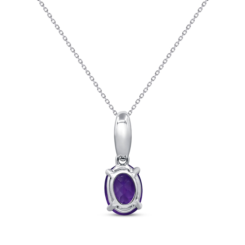 Main Image 2 of Oval-Cut Amethyst & Diamond Accent Necklace 10K White Gold 18”
