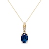 Thumbnail Image 1 of Oval-Cut London Blue Topaz & Diamond Accent Necklace 10K Yellow Gold 18&quot;
