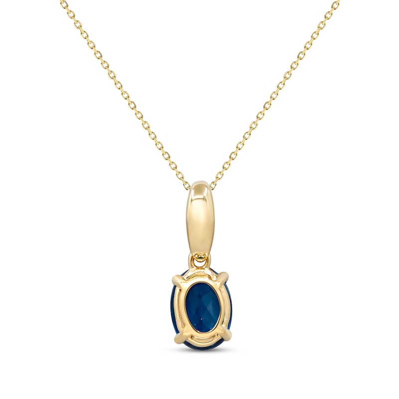 Main Image 2 of Oval-Cut London Blue Topaz & Diamond Accent Necklace 10K Yellow Gold 18&quot;