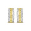 Thumbnail Image 2 of Men’s Round-Cut Diamond Greek Key Huggie Hoop Earrings 1/5 ct tw 10K Yellow Gold