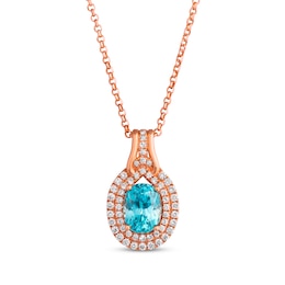 Le Vian Couture Blue Zircon Necklace 1/2 ct tw Diamonds 18K Strawberry Gold 18"